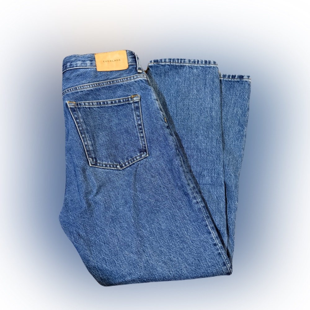 EVERLANE the highrise cheeky Jean straight leg button fly size 26 100%cotton